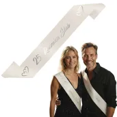 xx szarfa 25 rocznica slubu kremowy srebrny