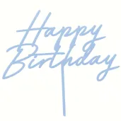 xx topper akrylowy na tort happy birthday mglisty niebieski 16 5 cm