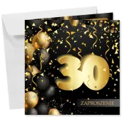 xx zaproszenie 30 urodziny czarno zloty