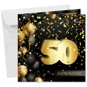 xx zaproszenie 50 urodziny czarno zloty