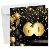 xx zaproszenie 60 urodziny czarno zloty