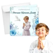 xx zaproszenie komunia chlopiec niebieski 1 szt