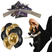 zabawa na andrzejki balony z wrozbami andrzejkowymi astro zodiak zestaw czarno zlote 10 szt