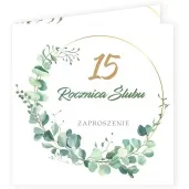zaproszenia 15 rocznica slubu eukaliptus beauty 15x15 cm 8 szt