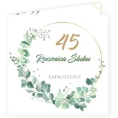 zaproszenia 45 rocznica slubu eukaliptus beauty 15x15 cm 8 szt