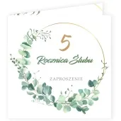 zaproszenia 5 rocznica slubu eukaliptus beauty 15x15 cm 8 szt