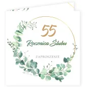 zaproszenia 55 rocznica slubu eukaliptus beauty 15x15 cm 8 szt