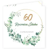zaproszenia 60 rocznica slubu eukaliptus beauty 15x15 cm 8 szt