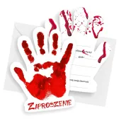zaproszenia halloween krwawa reka 10x12 2 cm 6 szt
