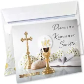 zaproszenia na komunie kielich z biblia pierwsza komunia swieta 14 8x10 5 cm 8 szt