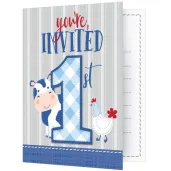 zaproszenia urodzinowe farmhouse pierwsze urodziny creative converting 8 szt