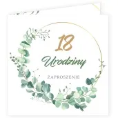 zaproszenia urodziny 18 eukaliptus beauty 15x15 cm 8 szt