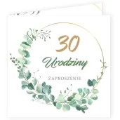 zaproszenia urodziny 30 eukaliptus beauty 15x15 cm 8 szt