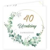 zaproszenia urodziny 40 eukaliptus beauty 15x15 cm 8 szt