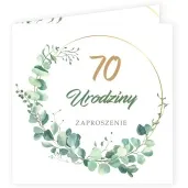 zaproszenia urodziny 70 eukaliptus beauty 15x15 cm 8 szt