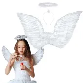 zestaw aniolek opaska skrzydla bialy