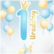 balon foliowy 1 urodziny baloniki blekitno bialy gradient 18 hrt