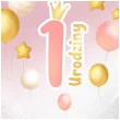 balon foliowy 1 urodziny baloniki rozowo bialy gradient 18 hrt