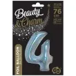 balon foliowy beauty and charm cyfra 4 srebrny holograficzny godan 30 dgt