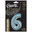 balon foliowy beauty and charm cyfra 6 srebrny holograficzny godan 30 dgt