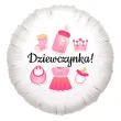 balon foliowy bodo girl dziewczynka dekoracja na baby shower gender reveal bialy 18 rnd