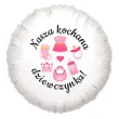 balon foliowy bodo girl kochana dziewczynka dekoracja na baby shower bialy 18 rnd