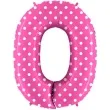balon foliowy cyfra 0 biale kropki fuksja grabo 40 dgt