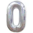 balon foliowy cyfra 0 holograficzna srebrna partypal 40 dgt