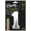 balon foliowy cyfra 1 beauty charm srebrny godan 33 dgt