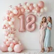 balon foliowy cyfra 1 dekoracja na urodziny rozowy matowy 34 dgt