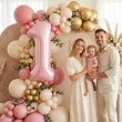 balon foliowy cyfra 1 dekoracja na urodziny rozowy matowy 34 dgt