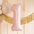 balon foliowy cyfra 1 pastel rozowy jasny partydeco 34 dgt
