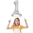 balon foliowy cyfra 1 stojaca srebrny partydeco 27 dgt