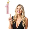 balon foliowy cyfra 1 z korona rozowo zloty partydeco 35 dgt