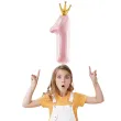 balon foliowy cyfra 1 z korona rozowo zloty partydeco 35 dgt