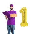 balon foliowy cyfra 1 zloty partypal 16 dgt