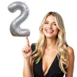 balon foliowy cyfra 2 holograficzna srebrny partypal 40 dgt