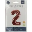 balon foliowy cyfra 2 metaliczny brazowy folat 34 dgt