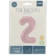 balon foliowy cyfra 2 metaliczny mat rozowy pastelowy folat 34 dgt