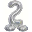 balon foliowy cyfra 2 stojaca holograficzna srebrny godan 28 dgt