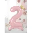 balon foliowy cyfra 2 stojaca rozowy partydeco 33 dgt
