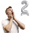 balon foliowy cyfra 2 stojaca srebrny godan 15 dgt