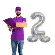 balon foliowy cyfra 2 stojaca srebrny holograficzny godan 28 dgt