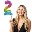 balon foliowy cyfra 2 stojaca teczowy godan 15 dgt