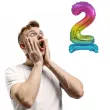 balon foliowy cyfra 2 stojaca teczowy godan 15 dgt