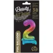 balon foliowy cyfra 2 stojaca teczowy godan 15 dgt