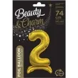 balon foliowy cyfra 2 stojaca zloty godan 29 dgt