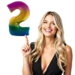 balon foliowy cyfra 2 teczowy funny fashion 40 dgt