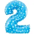 balon foliowy cyfra 2 w gwiazdki niebieski jix 18 dgt