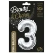 balon foliowy cyfra 3 beauty charm srebrny godan 33 dgt